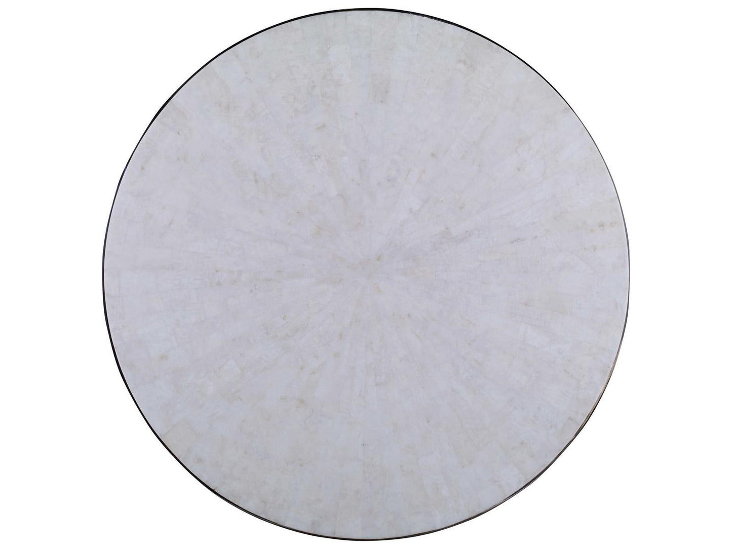 Equinox Round Coffee Table in Polished Nickel and Crystal Stone