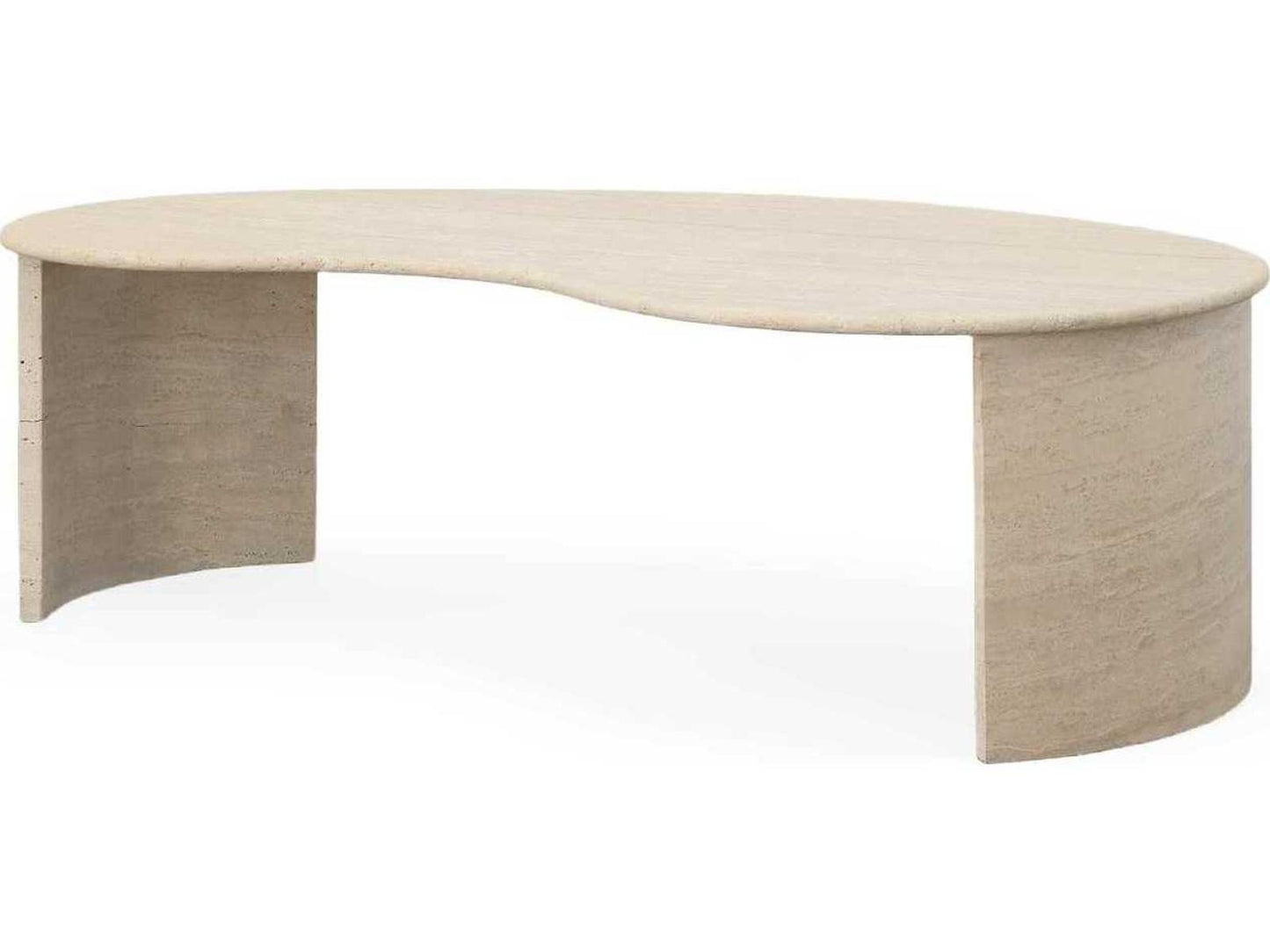 Anders Kidney Bean Coffee Table in Almond Travertine Stone
