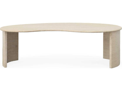 Anders Kidney Bean Coffee Table in Almond Travertine Stone