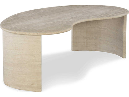 Anders Kidney Bean Coffee Table in Almond Travertine Stone