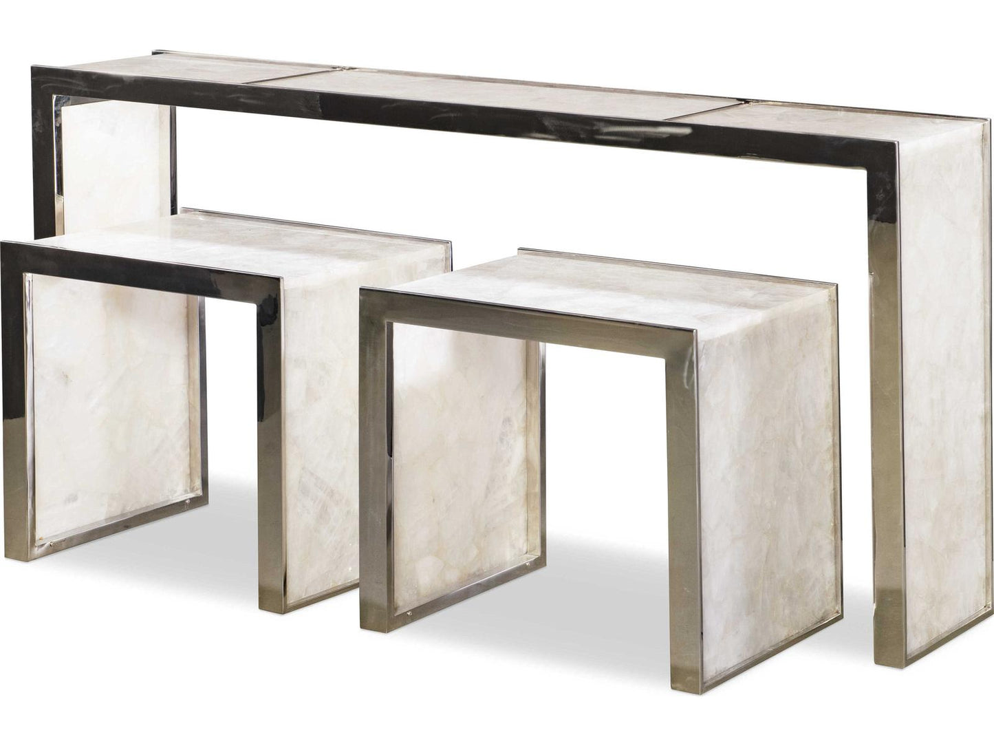 Samantha Glassy Quartz Rectangular Console Table