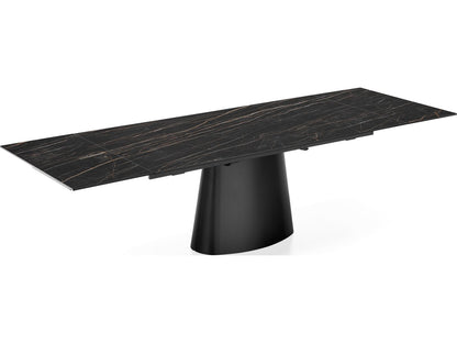 Ellisse Extendable Rectangle Dining Table with Ceramic Top and Metal Base