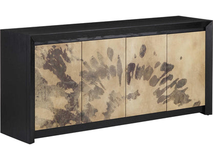 Currey and Company Karlson 80-Inch Credenza Natural Vellum Caviar Black Finish