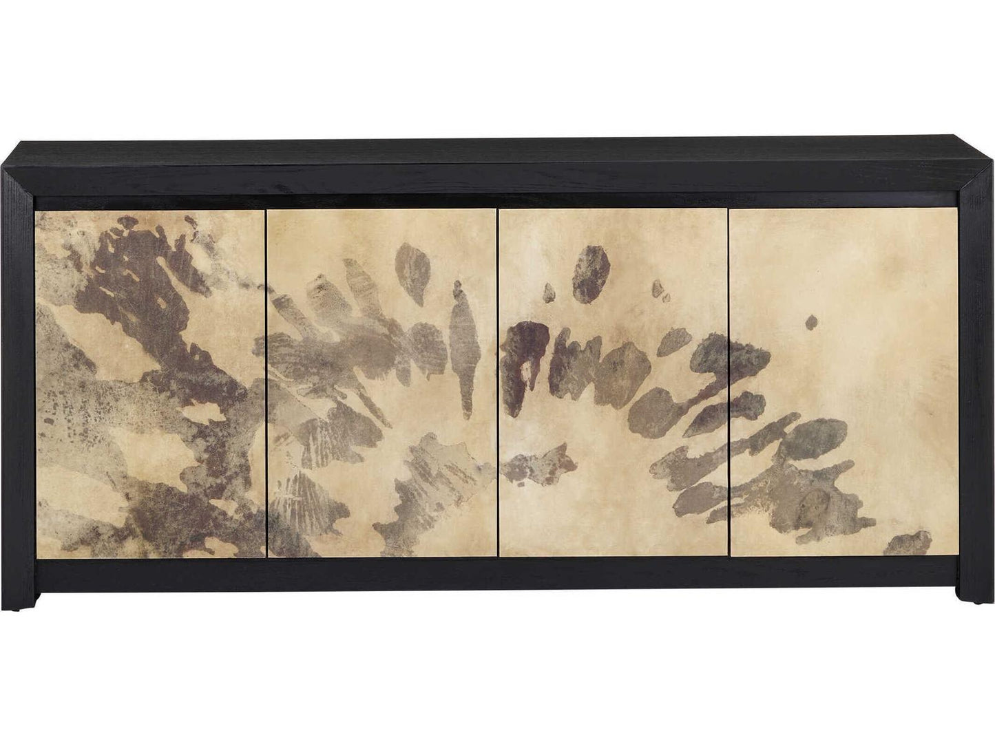 Currey and Company Karlson 80-Inch Credenza Natural Vellum Caviar Black Finish