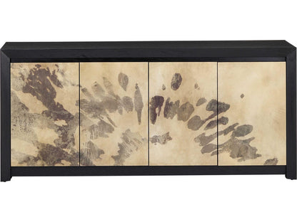 Currey and Company Karlson 80-Inch Credenza Natural Vellum Caviar Black Finish