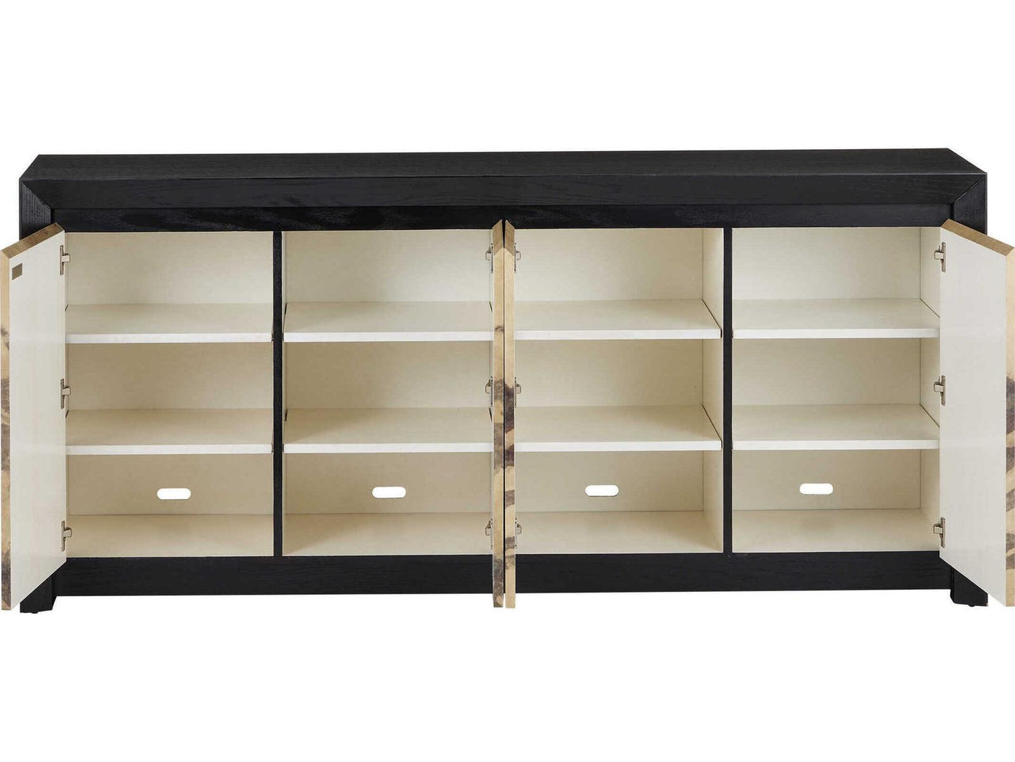 Currey and Company Karlson 80-Inch Credenza Natural Vellum Caviar Black Finish