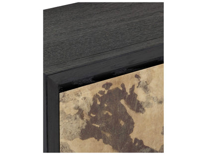 Currey and Company Karlson 80-Inch Credenza Natural Vellum Caviar Black Finish