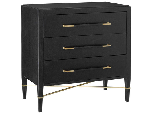 Vistas 3-Drawers Gold Solid Wood Chest Nightstand
