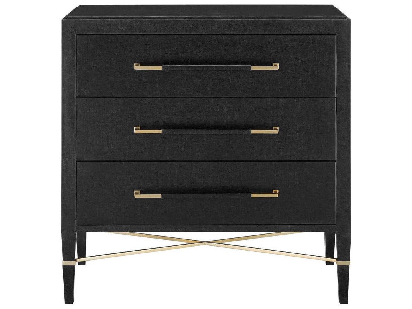 Vistas 3-Drawers Gold Solid Wood Chest Nightstand