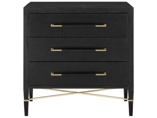 Vistas 3-Drawers Gold Solid Wood Chest Nightstand
