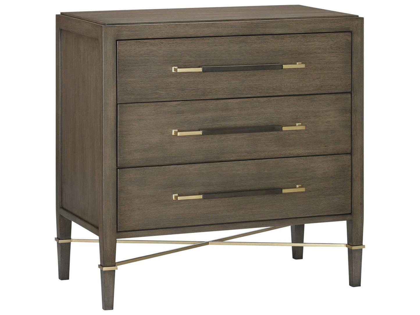 Currey and Company Verona Chanterelle 3-Drawer Chest in Mahogany and Champagne