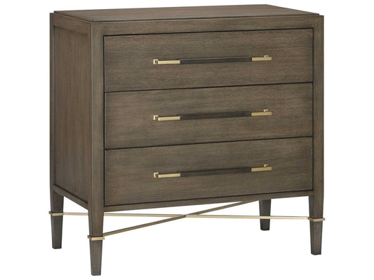 Currey and Company Verona Chanterelle 3-Drawer Chest in Mahogany and Champagne
