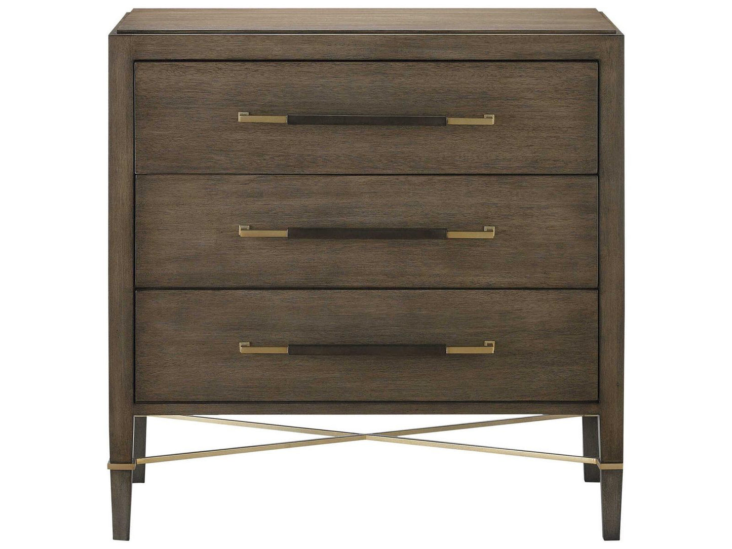 Currey and Company Verona Chanterelle 3-Drawer Chest in Mahogany and Champagne