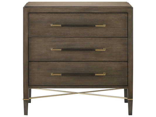 Currey and Company Verona Chanterelle 3-Drawer Chest in Mahogany and Champagne