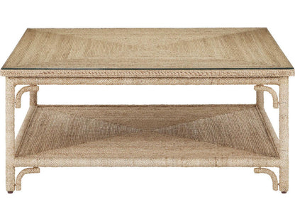 Olisa Square Coffee Table Abaca Rope with Glass Top