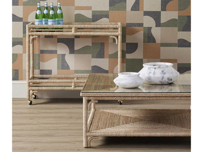Olisa Square Coffee Table Abaca Rope with Glass Top