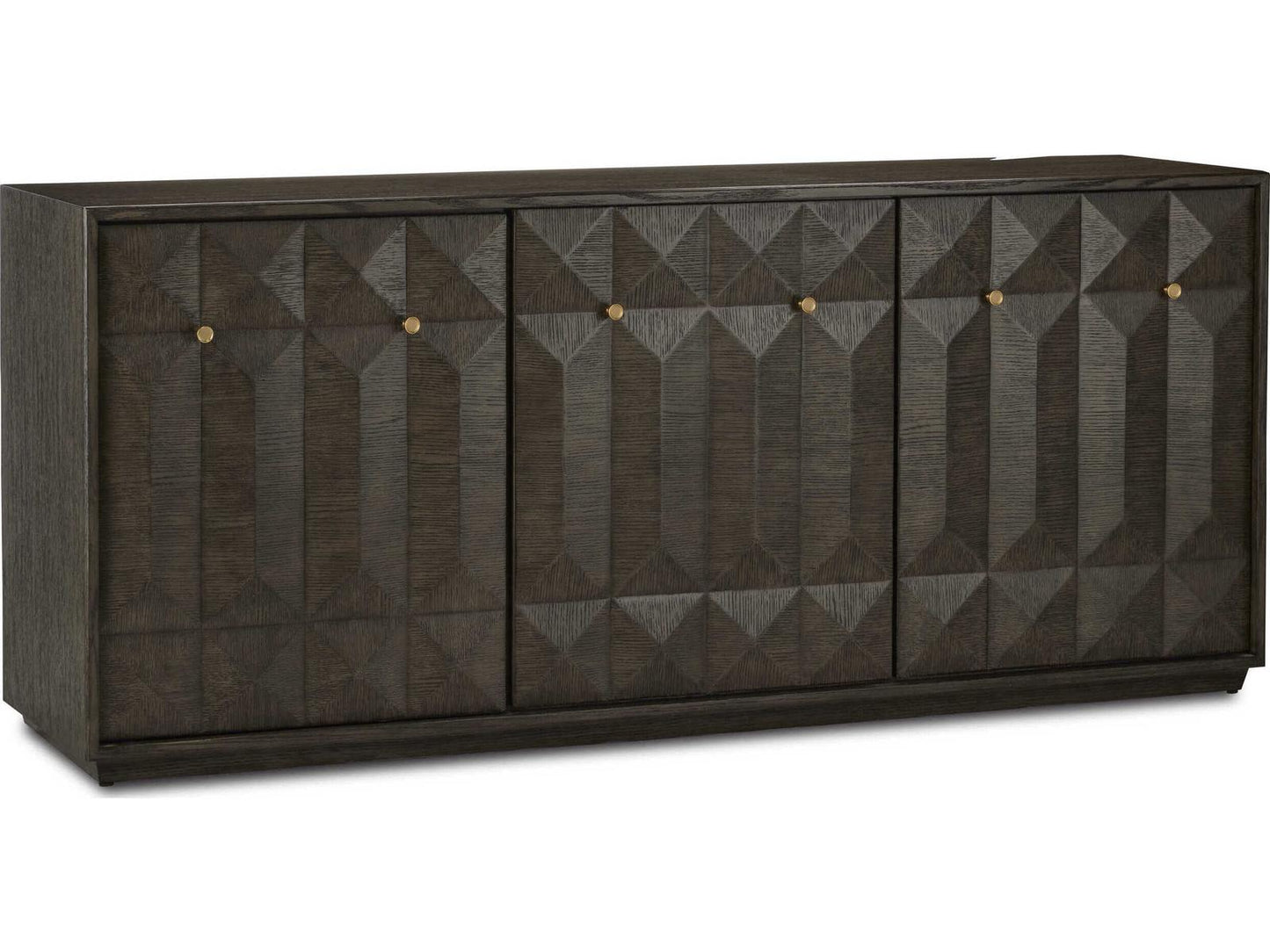 Currey and Company Kendall Dove Gray Wire-Brushed Sideboard with Faceted Doors