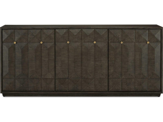 Currey and Company Kendall Dove Gray Wire-Brushed Sideboard with Faceted Doors