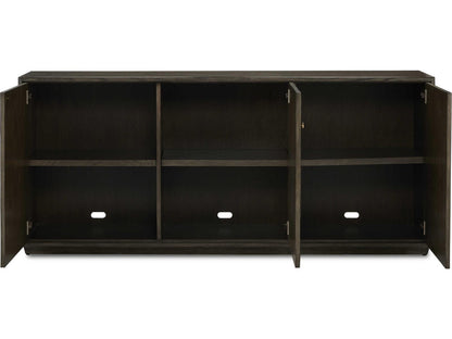 Currey and Company Kendall Dove Gray Wire-Brushed Sideboard with Faceted Doors
