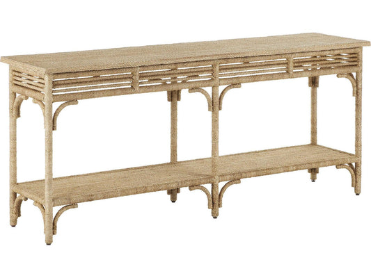 Currey and Company Olisa Large Rope Console Table in Natural Brown Carafe