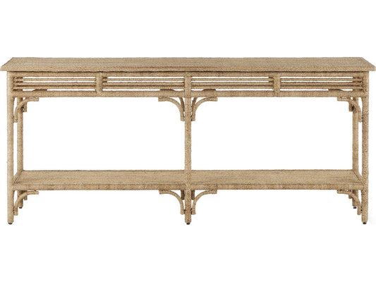 Currey and Company Olisa Large Rope Console Table in Natural Brown Carafe