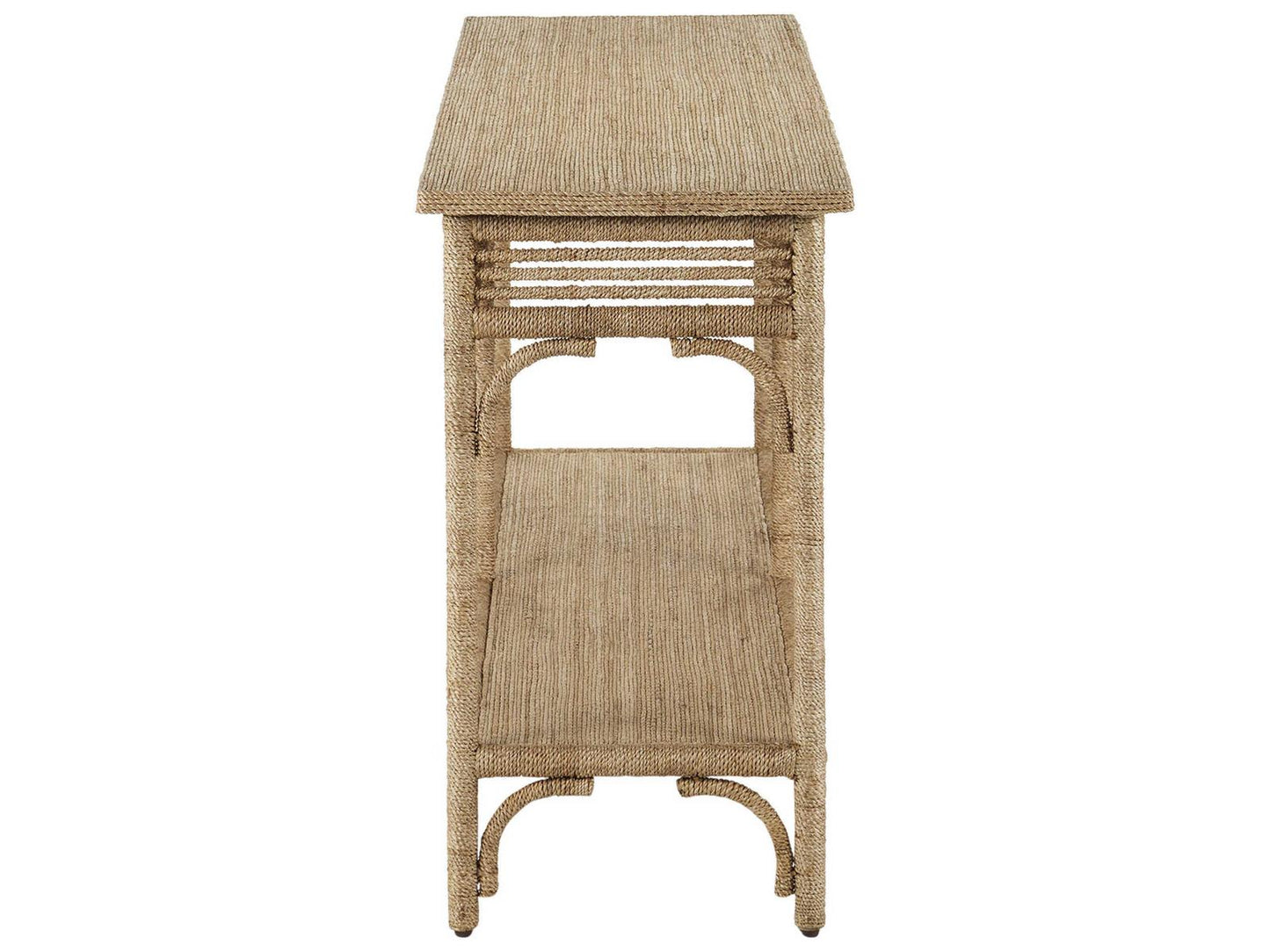 Currey and Company Olisa Large Rope Console Table in Natural Brown Carafe