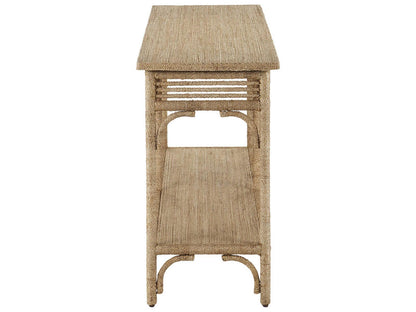 Currey and Company Olisa Large Rope Console Table in Natural Brown Carafe