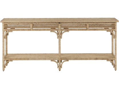 Currey and Company Olisa Large Rope Console Table in Natural Brown Carafe