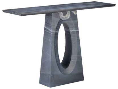 Currey and Company Demi Console Table in Black Bheslana Marble