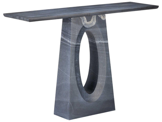 Currey and Company Demi Console Table in Black Bheslana Marble