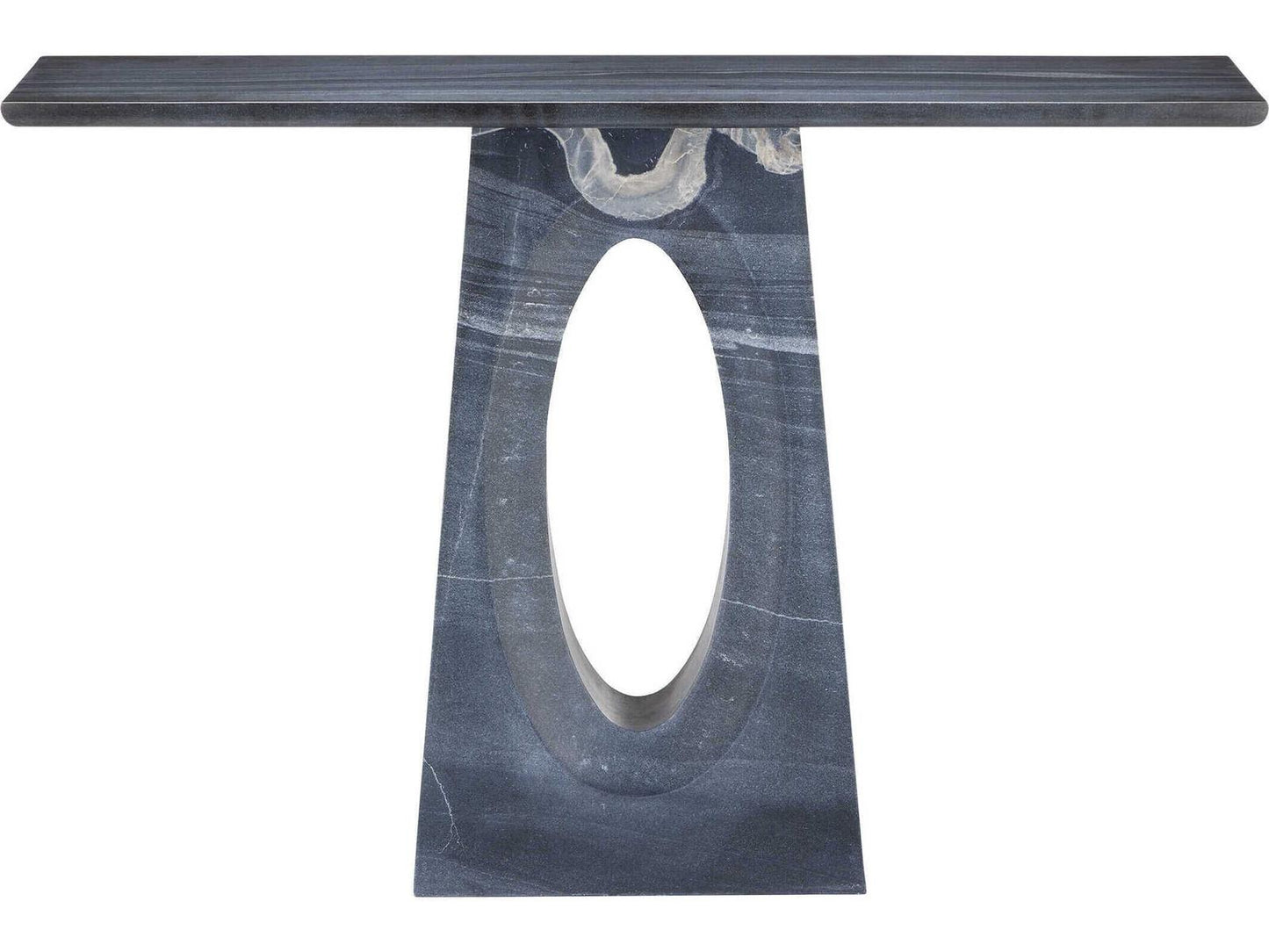 Currey and Company Demi Console Table in Black Bheslana Marble