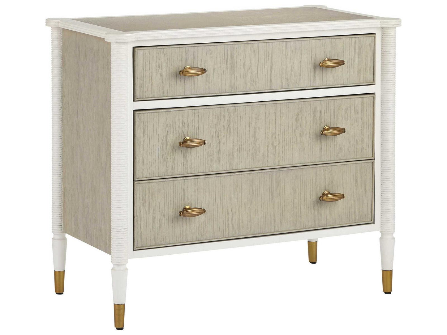 Aster Three-Drawer Chest Off-White Fog Polished Brass