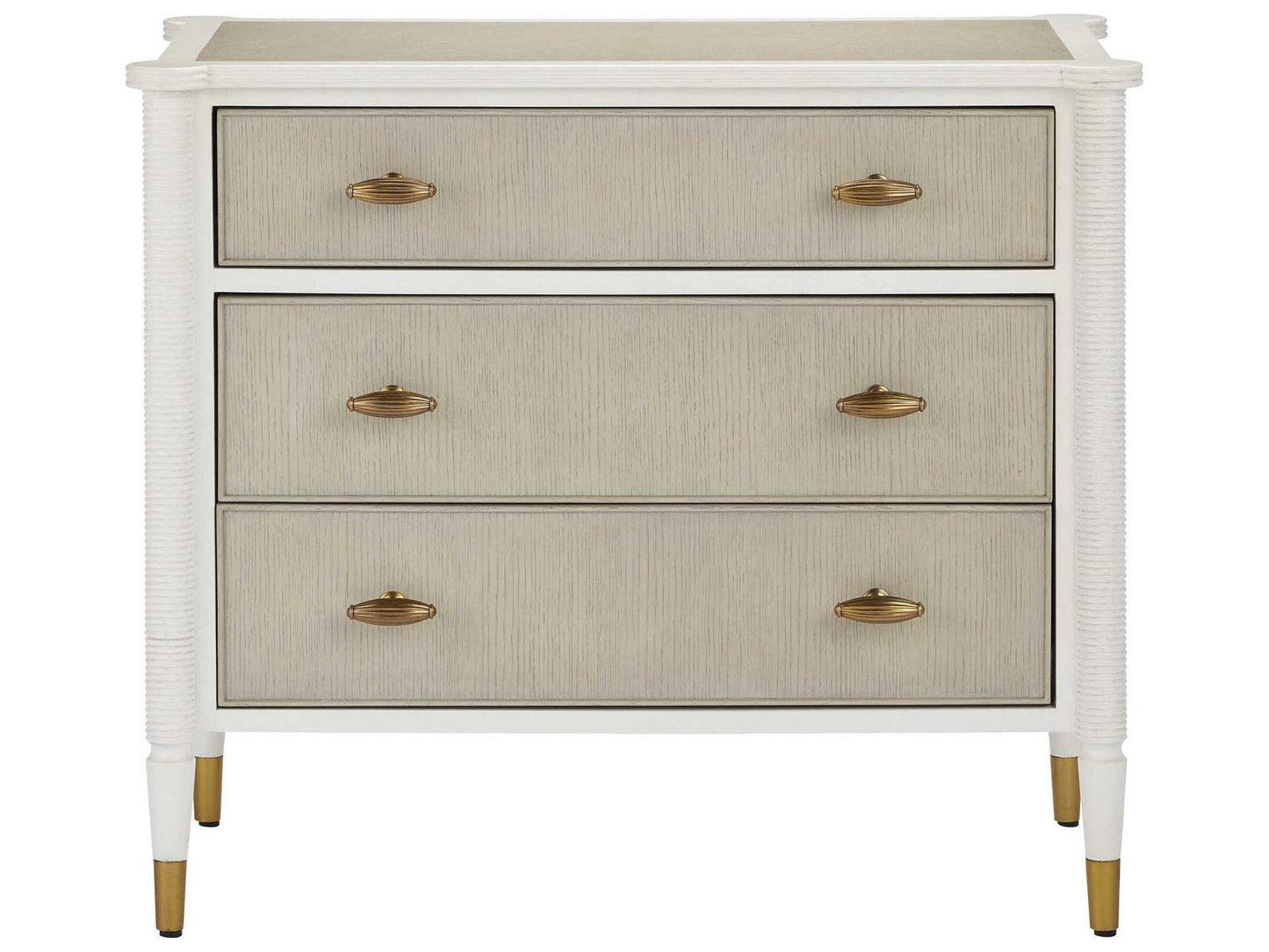 Aster Three-Drawer Chest Off-White Fog Polished Brass