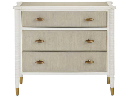 Aster Three-Drawer Chest Off-White Fog Polished Brass