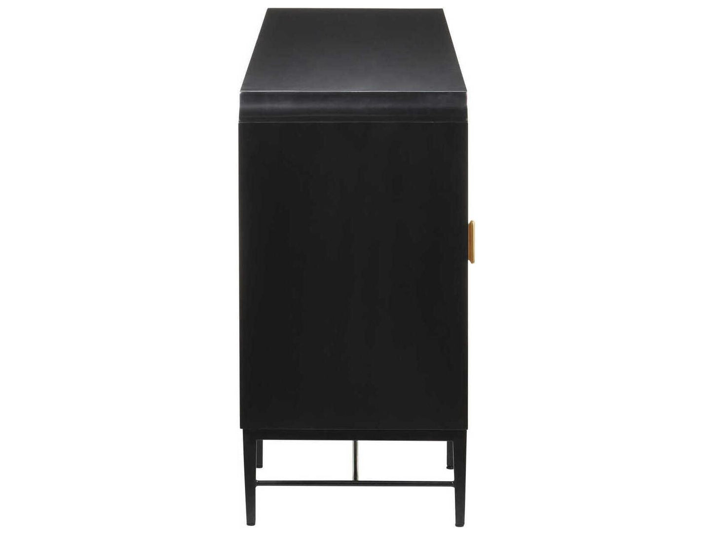 Currey and Company Kallista 4-Door Credenza in Taupe and Caviar Black with Polished Brass