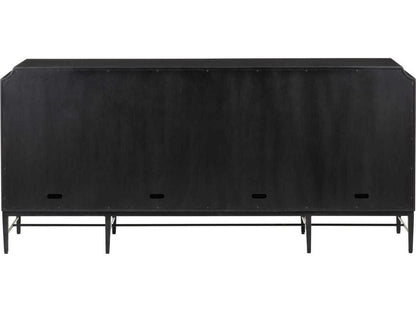 Currey and Company Kallista 4-Door Credenza in Taupe and Caviar Black with Polished Brass
