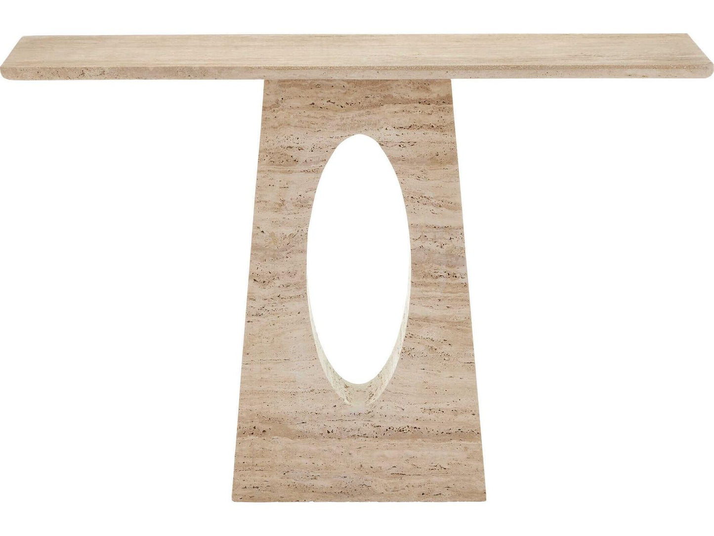 Currey and Company Demi Rectangular Travertine Console Table in Natural Beige