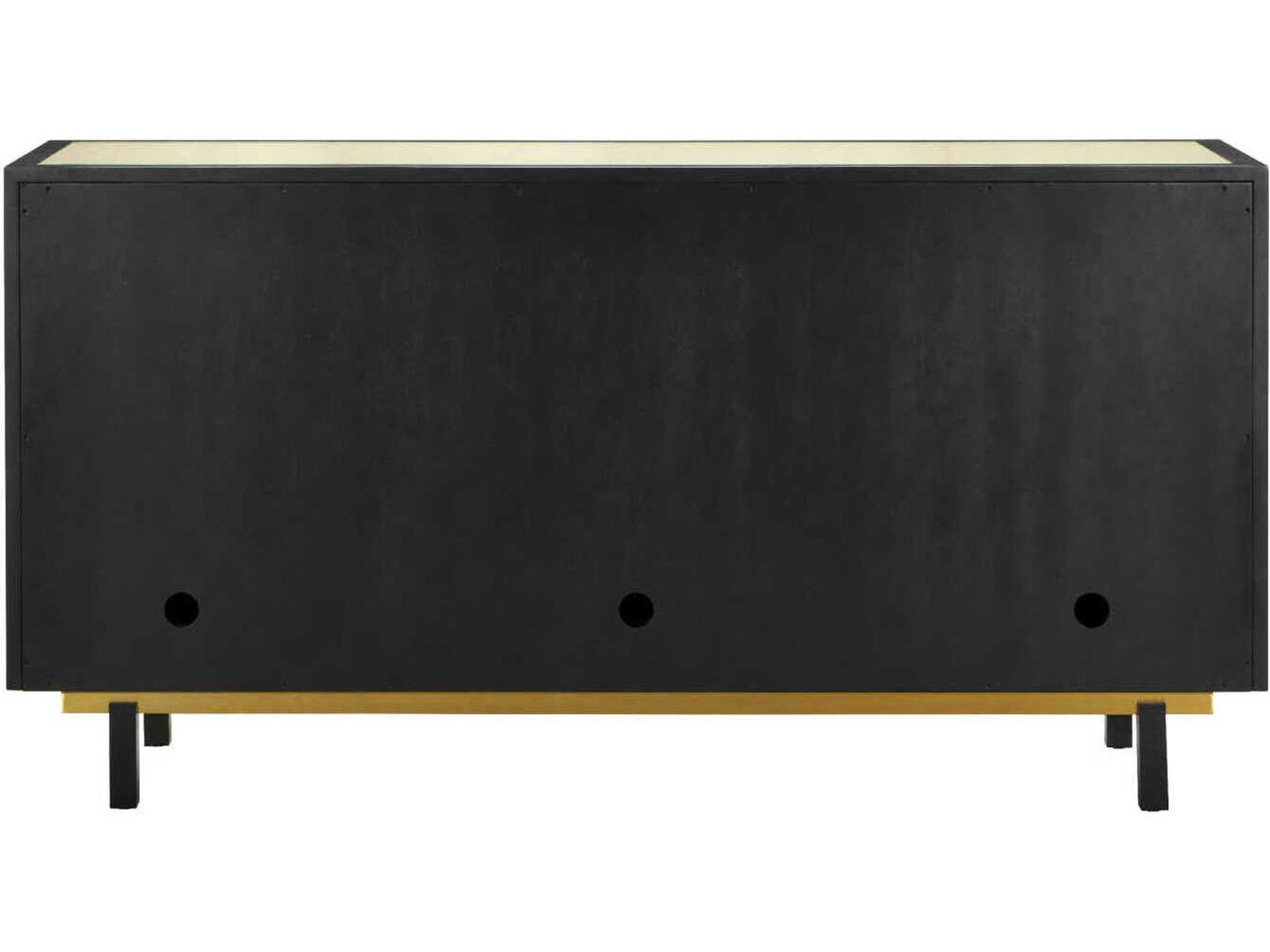 Currey and Company Deanna Credenza Black and Ivory Raffia with Brass Accents