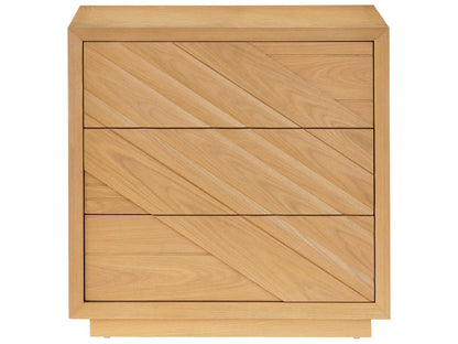 Currey and Company Margot 3-Drawer Natural Oak Chest in Light Oak and Beige