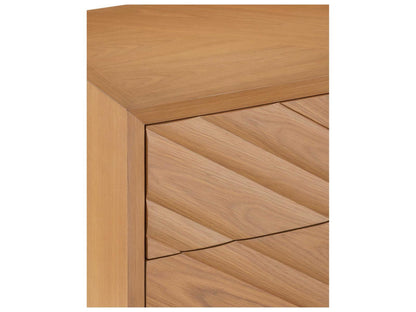 Currey and Company Margot 3-Drawer Natural Oak Chest in Light Oak and Beige