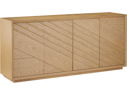 Currey and Company Margot 84-Inch Light Oak Credenza with Velvet-Lined Drawers
