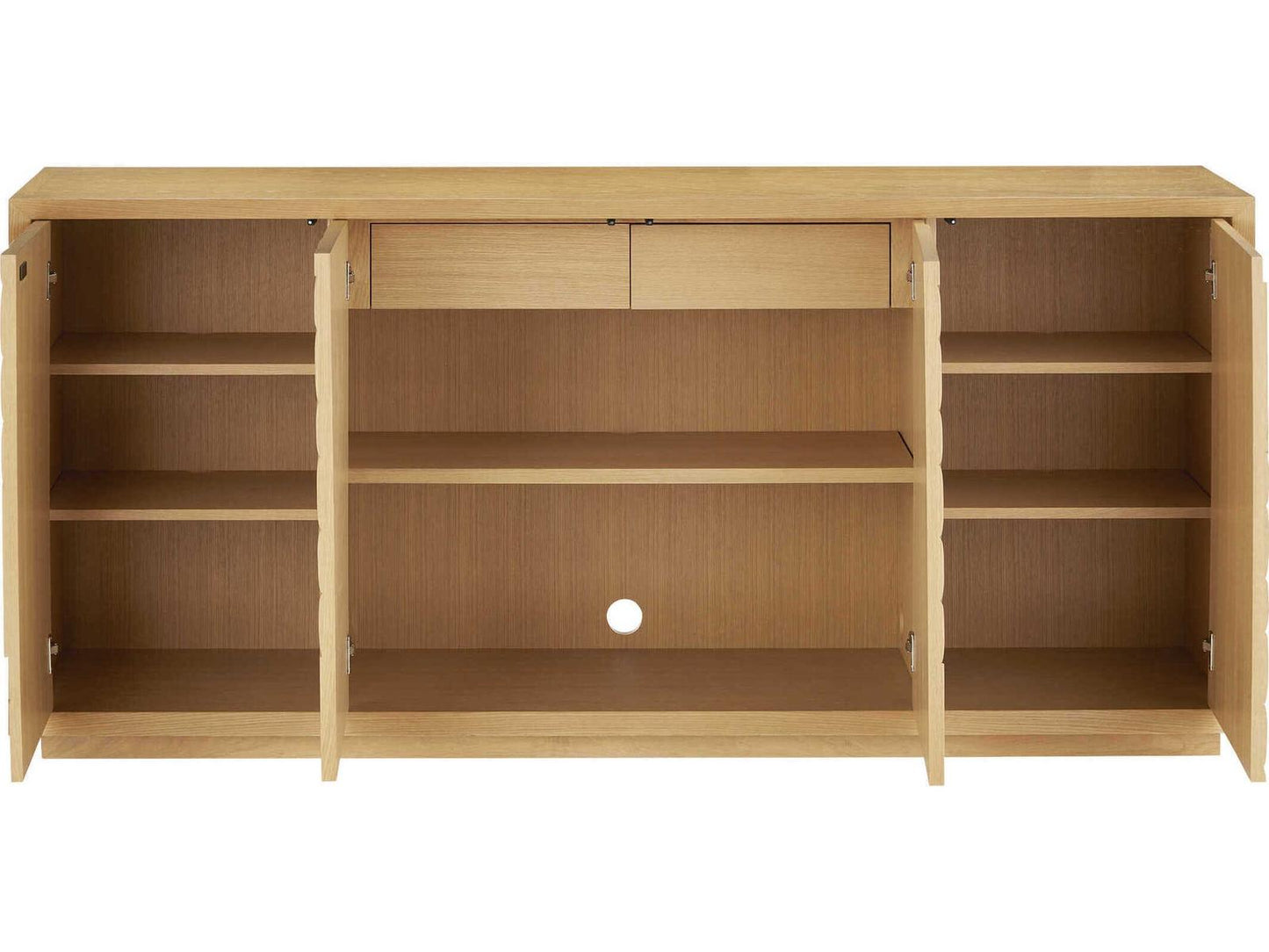 Currey and Company Margot 84-Inch Light Oak Credenza with Velvet-Lined Drawers