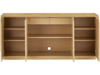 Currey and Company Margot 84-Inch Light Oak Credenza with Velvet-Lined Drawers