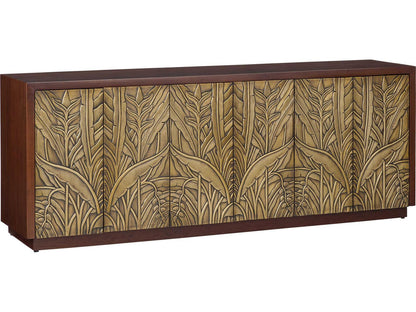 Currey and Company Jardin Credenza in Walnut and Antique Brass