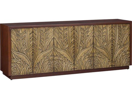 Currey and Company Jardin Credenza in Walnut and Antique Brass