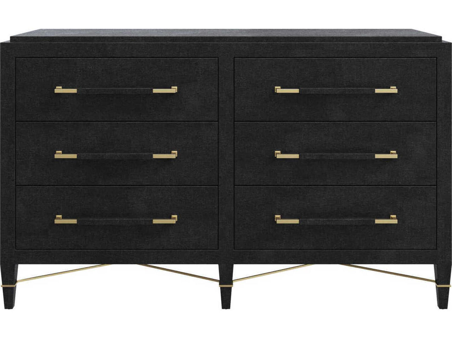 Currey and Company Verona Black Six-Drawer Chest in Lacquered Linen