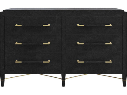 Currey and Company Verona Black Six-Drawer Chest in Lacquered Linen