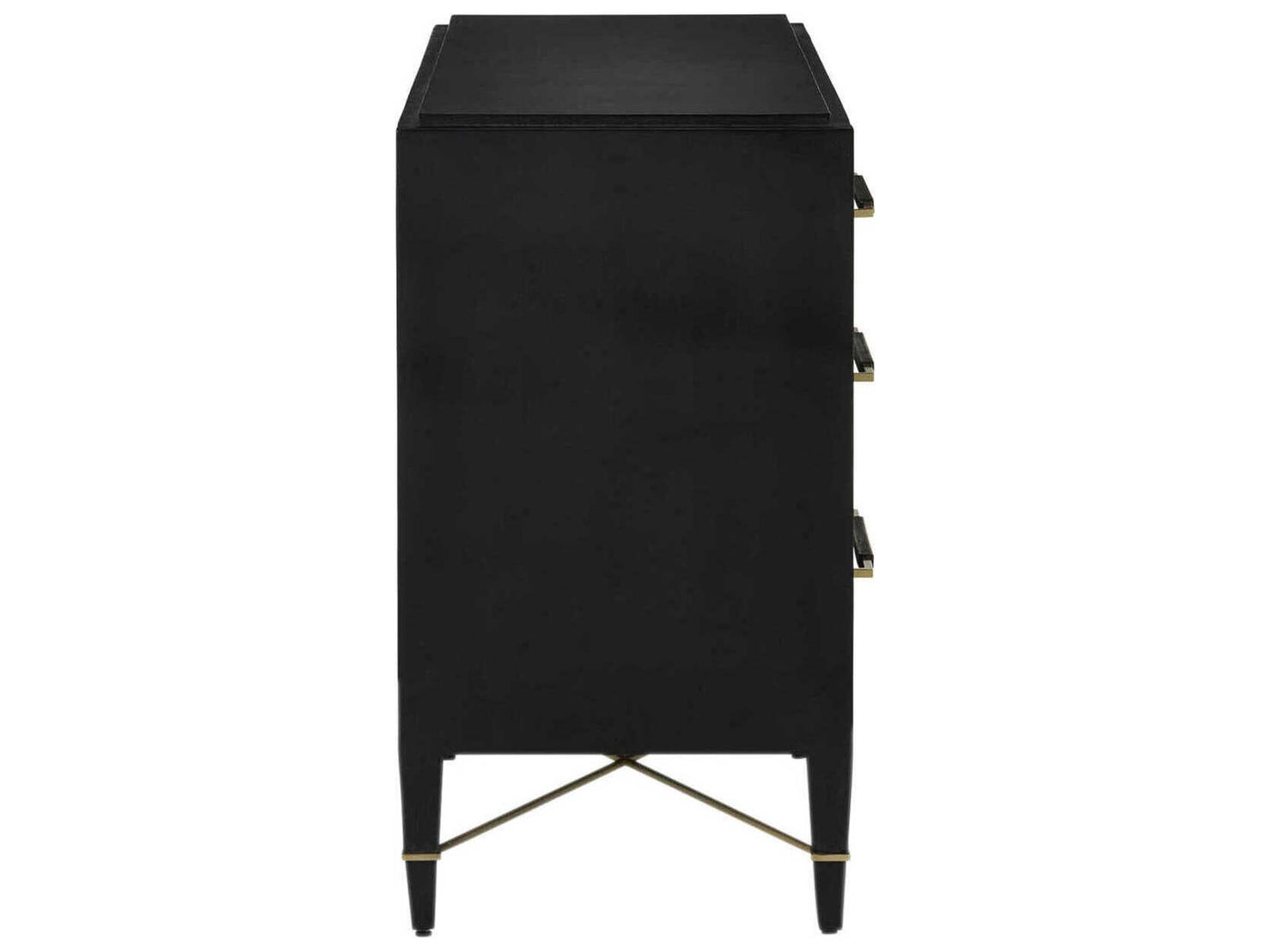 Currey and Company Verona Black Six-Drawer Chest in Lacquered Linen
