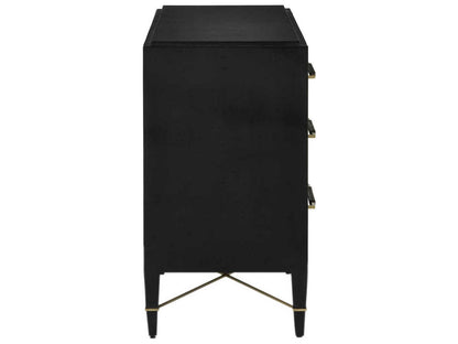 Currey and Company Verona Black Six-Drawer Chest in Lacquered Linen