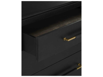 Currey and Company Verona Black Six-Drawer Chest in Lacquered Linen